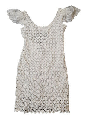 Yoana Baraschi Lace Mosaic Backstage Eyelet Lace Cut-Out Dress in Milk 2
